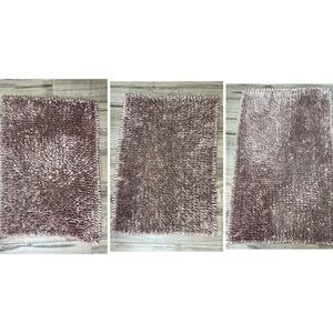 3 juicy couture mats pink silver color furry Plush Bath Mat